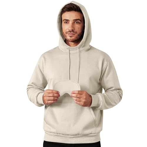 Airplane Mode Travel Hoodie Men Oversized Comfort Travel Hoodie with Eye Mask Removable Fleece Sweatshirt with Pocket
