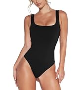 Meyeeka Women's One Piece Swimsuits Tummy Control Swimwear High Cut Bathing Suits High Waisted Mo...