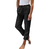 Pantalon de Plage Été: Pantalon Lin Femme, Pantalon palazzo d'été est disponible en noir, gris clair, gris foncé, vert, marine, kaki et autres couleurs pour répondre aux besoins individuels des différentes femmes. Pantalon Femme Ete, Il est recommandé de le laver à la main. Il peut y avoir quelques plis après le lavage, qui peuvent être restaurés après le repassage.