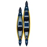 Aqua Marina Tomahawk, AIR-K - Kayak gonfiabile ad alta pressione, per 2 persone, lunghezza 440 cm, colore: blu marino/giallo