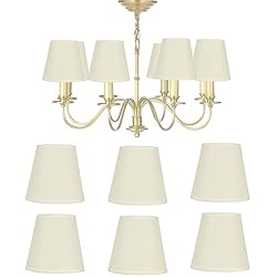 Lámparas Araña Con Pantalla 6 Piezas Pantalla de Lámpara de Araña, Pantalla de Lámpara de Tela con Clip E14 Moderna para el Hogar, Pantalla de Lámpara Pequeña, Accesorio de Pantalla de Lámpara de Pared de Color Crema