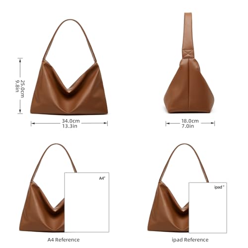 Image of Hobo Bags for Women ultra soft Slouchy Bag PU Leather Shoulder Handbag with Zipper