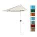 Half Umbrella Outdoor Patio Shade - 9 ft Patio Umbrella with Easy Crank - Small Canopy for Balcony, Table, or Deck by Pure Garden (Tan)