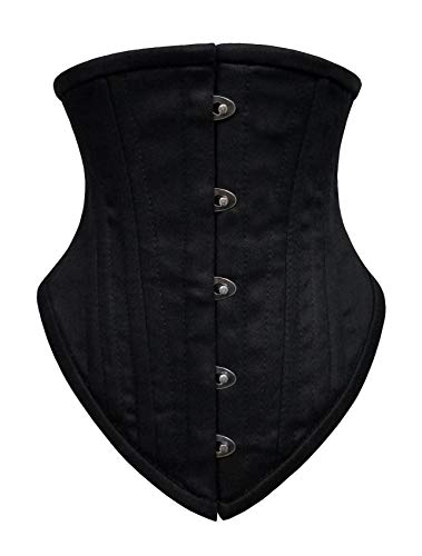 luvsecretlingerie Heavy Duty 26 Double Steel Boned Waist Training Cotton Underbust Tight Shaper Corset #8804-TC, Black, XXXS