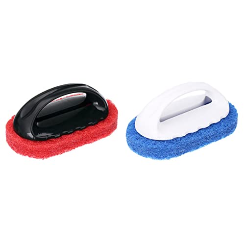 Escova de esponja de limpeza, 2 peças, esponja de mão, escova de piscina, cozinha, banheiro, cabo de