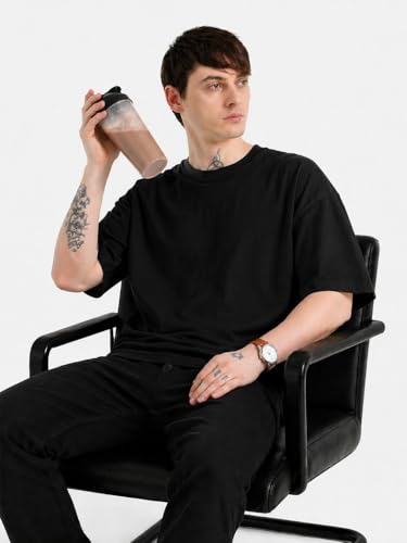 Image of Men's Oversized Plain Round Neck 100% Cotton T-Shirt | Soft Breathable Casual Half Sleeve Tee