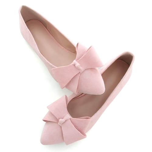 Image of TN TANGNEST Flats Shoes Women Comfort Casual Loafers | Classic Pointed Toe Bowknot Flats Cute Slip On Flats, Wear to Work Travel Walk