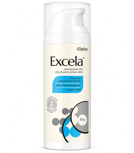 Image of Cipla Excela Moisturiser 50g for Oily & Acne Prone Skin | Grow Key | Non-Comedogenic Oil Control Moisturizer | Matte Feel
