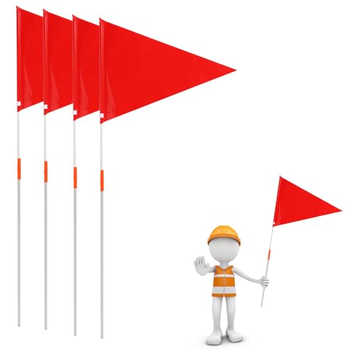 PEUTIER 4 Pack Safety Flags with Pole for Step2 Kid Alert Street Safety Slow Down Signs