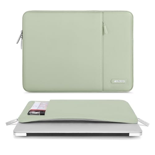 Image of MOSISO Laptop Case 14 inch, 14 inch Laptop Sleeve Compatible with HP Lenovo Dell ASUS Acer, HP Stream, Dell Latitude, Lenovo IdeaPad, Polyester Vertical Computer Sleeve Bag with Pocket, Sage Green