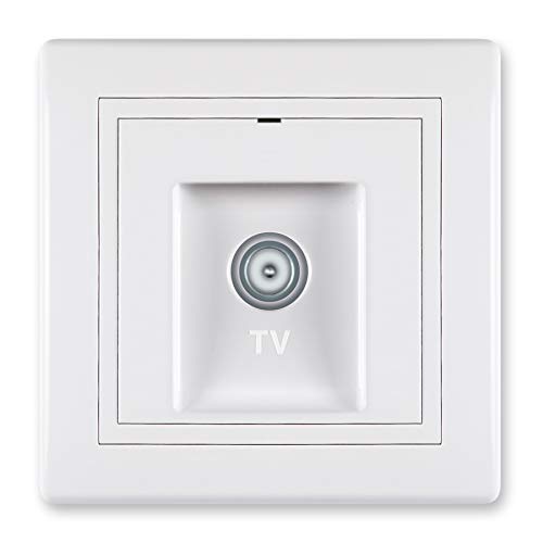 ALING-CONEL TV Antennenedose 1-fach M-Anschluss inkl.Rahmen (komplett) Weiß (RAL 9003) Cover