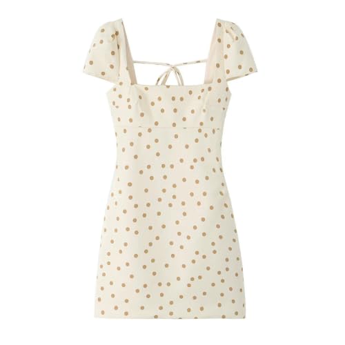 Robe mini à pois col carré coupe tailleur et finitions chics