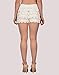 HDE Women's Lace Shorts Fitted Scallop Hem Crochet Mini Hot Pants (Cream, Large)