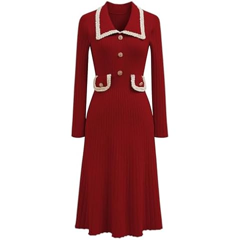 CHICWISH Collared Midi Sweater Dress for Women Cover