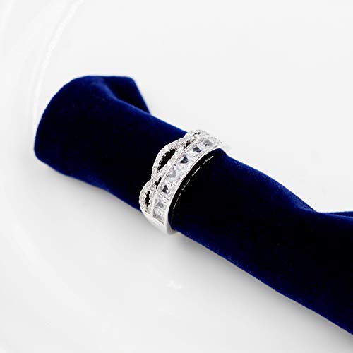 Uloveido Rose Gold & Platinum Plated Princess Cut Cubic Zirconia Eternity Ring, Infinity Wedding Band Engagement Rings Y9373