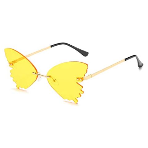 Butterfly Rimless Sunglasses for Women Vintage Metal Frame Cat Eye glasses for party cute Streetwear eyewear Cover