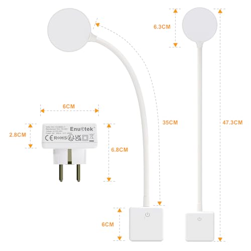 Lampe liseuse murale 4000k blanc neutre 350lm tactile pack de 2