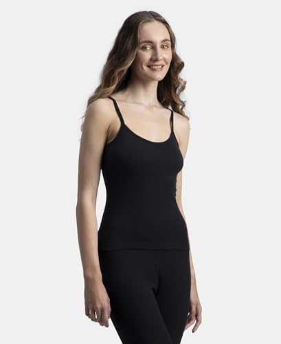 Image of Jockey 2548 Women's Super Combed Cotton Rich Brushed Thermal Camisole with StayWarm Technology Black L