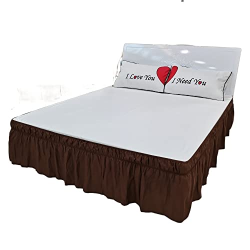 Cubre Somier Falda de cama elástica con volantes de Color sólido, estilo envolvente, fácil de ajustar, faldas de cama con volantes y caída de polvo de 15 pulgadas, esquinas resistentes a la decoloraci