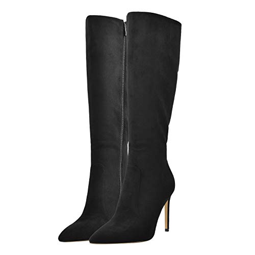 Image of LISHAN Women's Pointed Toe Under the Knee High Boots Stiletto High Heels