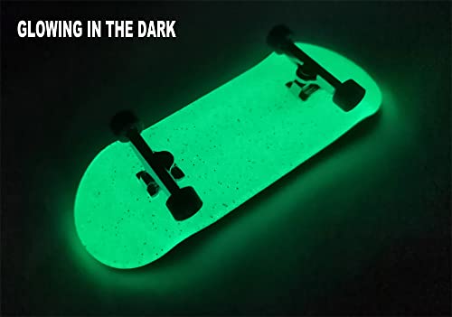 Saikoowa Glow Mini Finger Skateboards With Glitter Deck, Pro Fingerboard With Bearing Wheel And Foam Fingerboard Grip Tape 34Mm X 102Mm (Transparent Blue) #TOP4