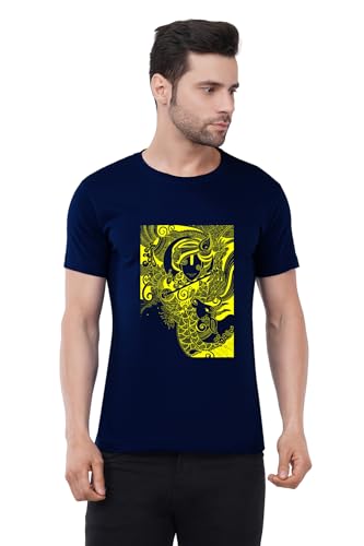 Image of Caseria Men's Cotton Printed T-Shirt -Krishna Kamadhenu | 100% Cotton | Half Sleeves | Regular Fit | Printed | Round Neck | Graphic T Shirt