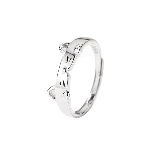 [MIKAMU] ペアリング カップル 人気 猫 メンズ リング CZダイヤモンド シルバー925 純銀製 フリーサイズ 結婚指輪 婚約指輪 友達 恋人へ プレゼント ジュエリー 専用ボックス付き (メンズ)のサムネイル