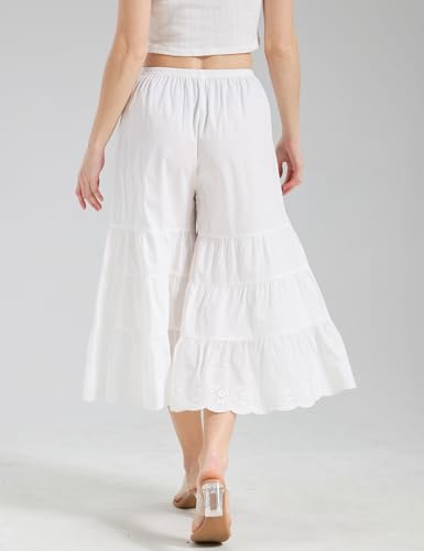 BEAUTELICATE Bloomers for Women 100% Cotton Wide Leg Half Slip Lace Trim Vintage Pettipants Underdress — view 2