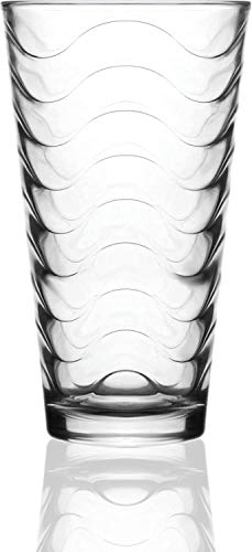 Circleware Pulse Huge 16-Piece Glassware Set Of Highball Tumbler Drinking Glasses And Whiskey Cups 8-15.75 Oz & 8-12.5 Oz For Water, Beer, Juice Ice Tea Beverages, 16Pc, Clear #TOP1
