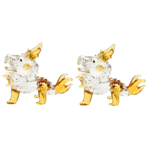 Ciieeo 2 Piezas Figura de Dragón Cristal Transparente Decorativa Adorno Miniatura para Escritorio Diseño y Resistente y Detallado para Decoración de Hogar y Oficina