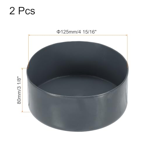 Image of uxcell 2pcs Rubber End Caps 125mm(4 15 /16 Inch) ID x 80mm(3 1 /8 Inch) H Vinyl Round Tube Bolt Cap Cover Screw Thread Protectors Dark Grey