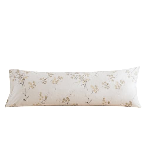 Image of ECOCOTT Pillowcase Boby Size with Vintage Wash Painting Floral Pillow Cases Set, 1 pcs 100% Cotton Pillow Covers Envelope Closure (Boby, 20 inchx54 inch)