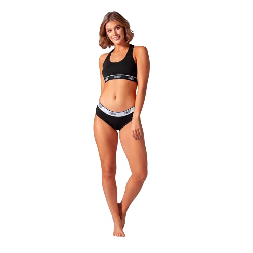 Absorbent Hipster: Sporty Period Panties | Protective Active Wear Underwear (Small, 1 x Black)