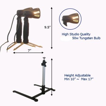 Kaezi 16" Photo Studio Tent In A Box Light Cube - 1 Tent, 2 Light Set, 1 Stand, 1 Case #TOP3