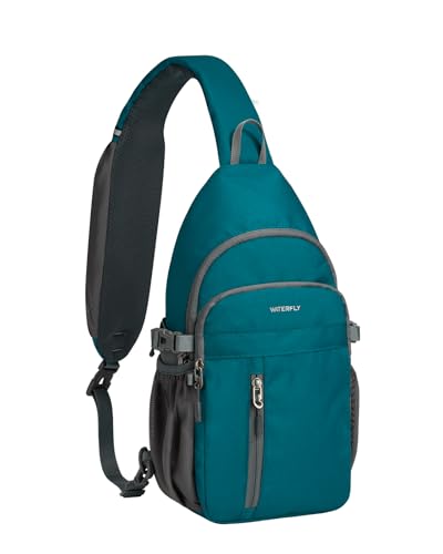 WATERFLY Small Crossbody Sling Bag: RFID Sling Backpack Chest Bag Travel Shoulder Multiple Pockets Hiking Daypack for Man Woman