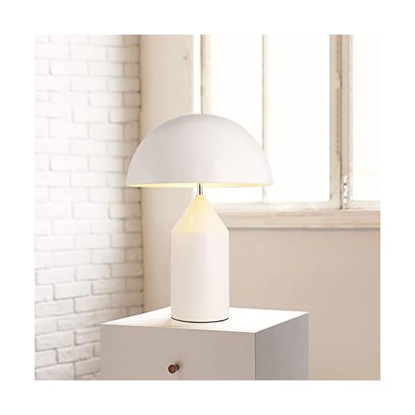 Meefad Mushroom Bedside Lamp, Modern Table Lamp with Heavy Base, Dome Shaped Night Light, Accent Lamp for Bedroom Reading Nightstand (White)