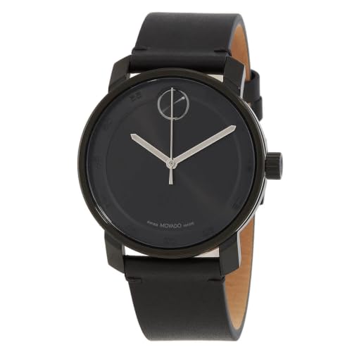 Image of Movado Bold 3600918 Access Black Dial Black Leather Strap Men's Watch, Black