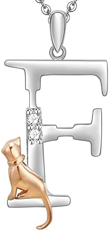 ULOMEOO Initial Necklace for Women 925 Sterling Silver Cat Letter Pendant with Crystal Jewellery Gift Mum Grandma Wife Daughter Girlfriend