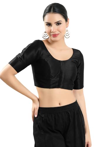 Image of Vamas Women's Silk Padded Self Design Half Sleeve Readymade Saree Blouse (X-766.N)