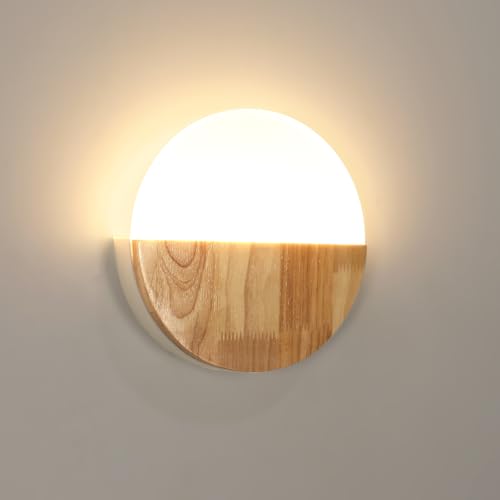 Pheashine Applique Murale LED Bois Massif 5W 3000K Applique Murale Intérieur Design Scandinave Demi Cercle, Luminaire Mural Chambre Salon Lumière Chaude
