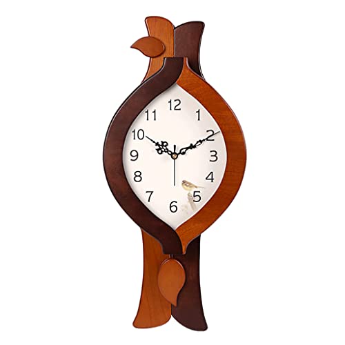 Reloj de pared de madera moderno con péndulo silencioso grande para la sala de estar de estilo nórdico