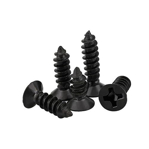 Alipis 100pcs Black M4x25mm Self-tapping Screws Flat Head Cross Countersunk Drywall Nails Wallboard Screws for Wood and Gypsum Board Installation