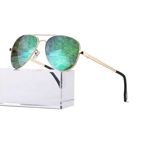 Gafas de sol polarizadas de aviador para hombres y mujeres, con marco de metal ligero, protección UV400