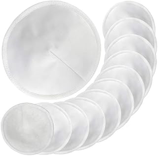 Pinowu Reusable Bamboo Cotton Nursing Pads (12pcs) with Laundry Bag - Soft Absorbent Breastfeeding Pads for Maternity (Super Soft, 11cm)