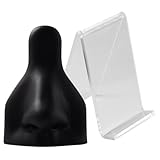 ULTECHNOVO Modèle de Nez en Silicone Flexible Noir Support Acrylique, Modèle Humain Réaliste pour Piercing Nez, Outil d'Entraînement Professionnel pour Soins Personnels et Salons de Piercing