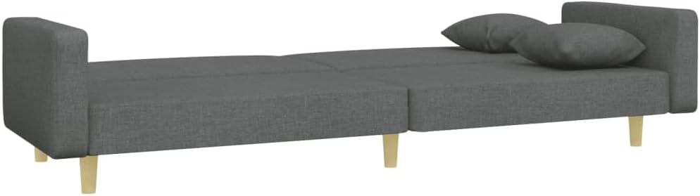 Sofa Bed Dark Grey Fabric (100% Polyester) Living Room Furniture