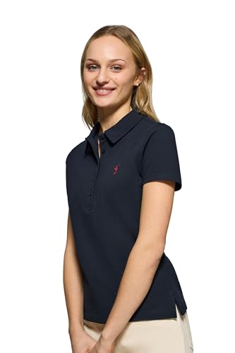 Polo Club Poloshirt Damen Baumwolle mit fünf Knöpfen und Stickerei