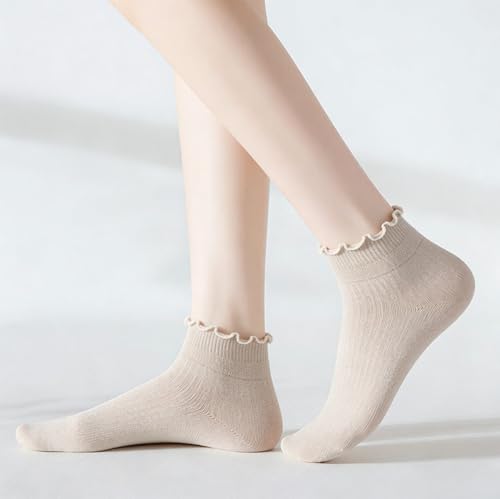 FYC Womens Ruffle Socks Cute Ruffle Ankle Breathable Stretchy Socks 6 Pairs — view 2