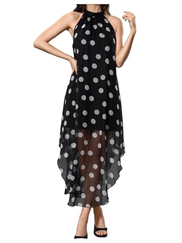Verdusa Women's Wedding Guest Dress Halter Flowy Chiffon Asymmetrical Long