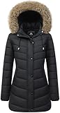 Women's Long Winter Puffer Coat Warm Thicken Fleece Lined Down Jacket Waterproof Detachable Hooded Parka